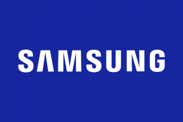 The image shows the Samsung logo with 