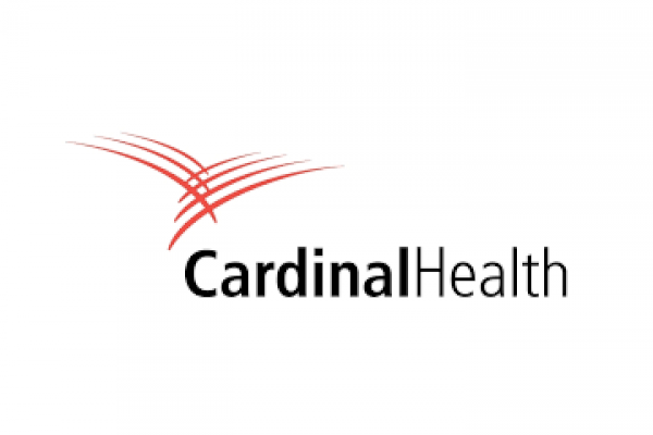 This image shows the Cardinal Health logo, featuring a red abstract design and the text 