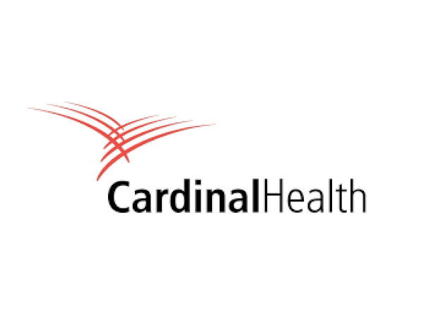 This image shows the Cardinal Health logo, featuring a red abstract design and the text "Cardinal Health" in black.